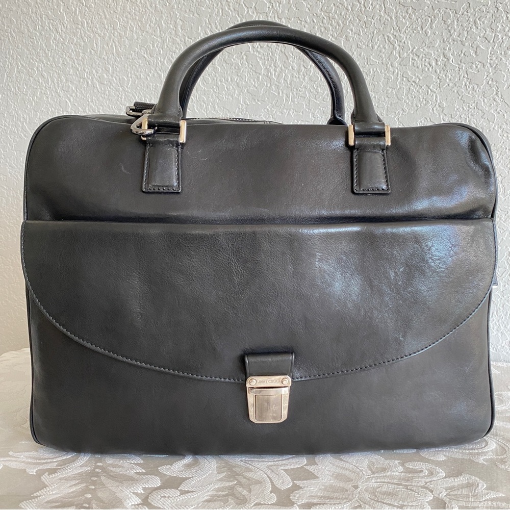 Jimmy choo black leather briefcase